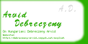 arvid debreczeny business card